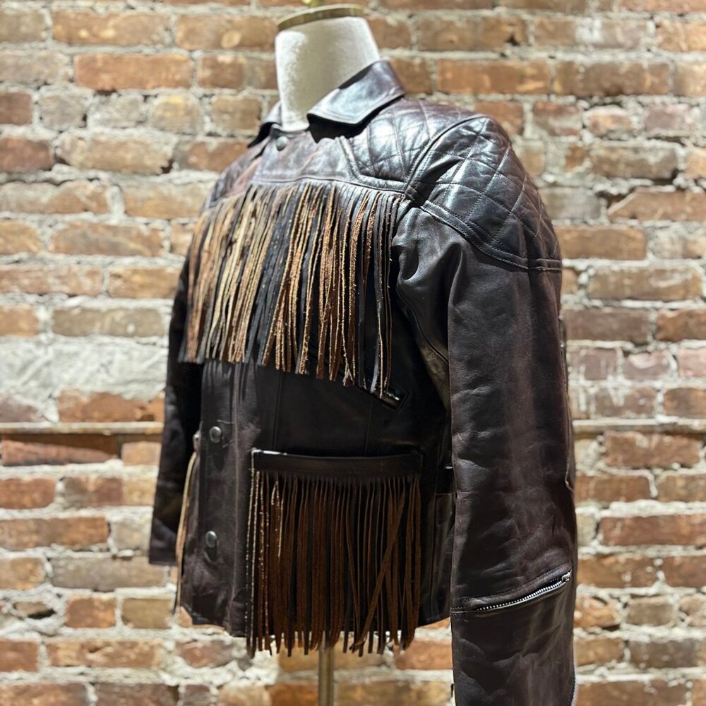 Kapital Leather Sportwear Quilted Fringe Jacket – Brown (Rare Archive Piece)